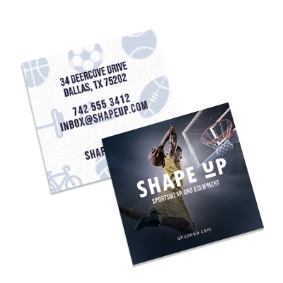 Stack of square shaped business cards